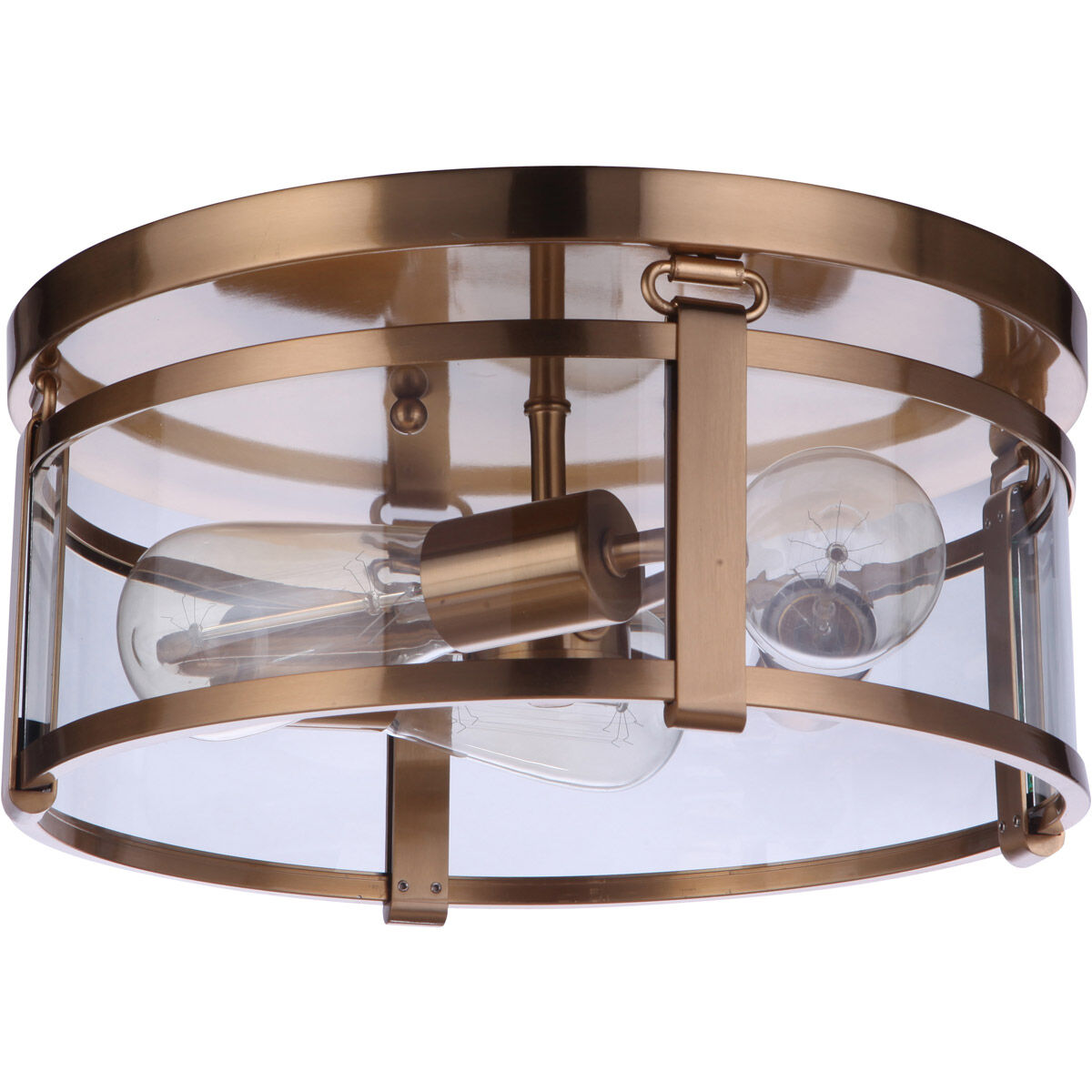 Elliot 3 Light 13 inch Satin Brass Flushmount Ceiling Light