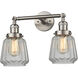 Franklin Restoration Chatham 2 Light 6 inch Brushed Satin Nickel Bath Vanity Light Wall Light in Clear Glass, Franklin Restoration