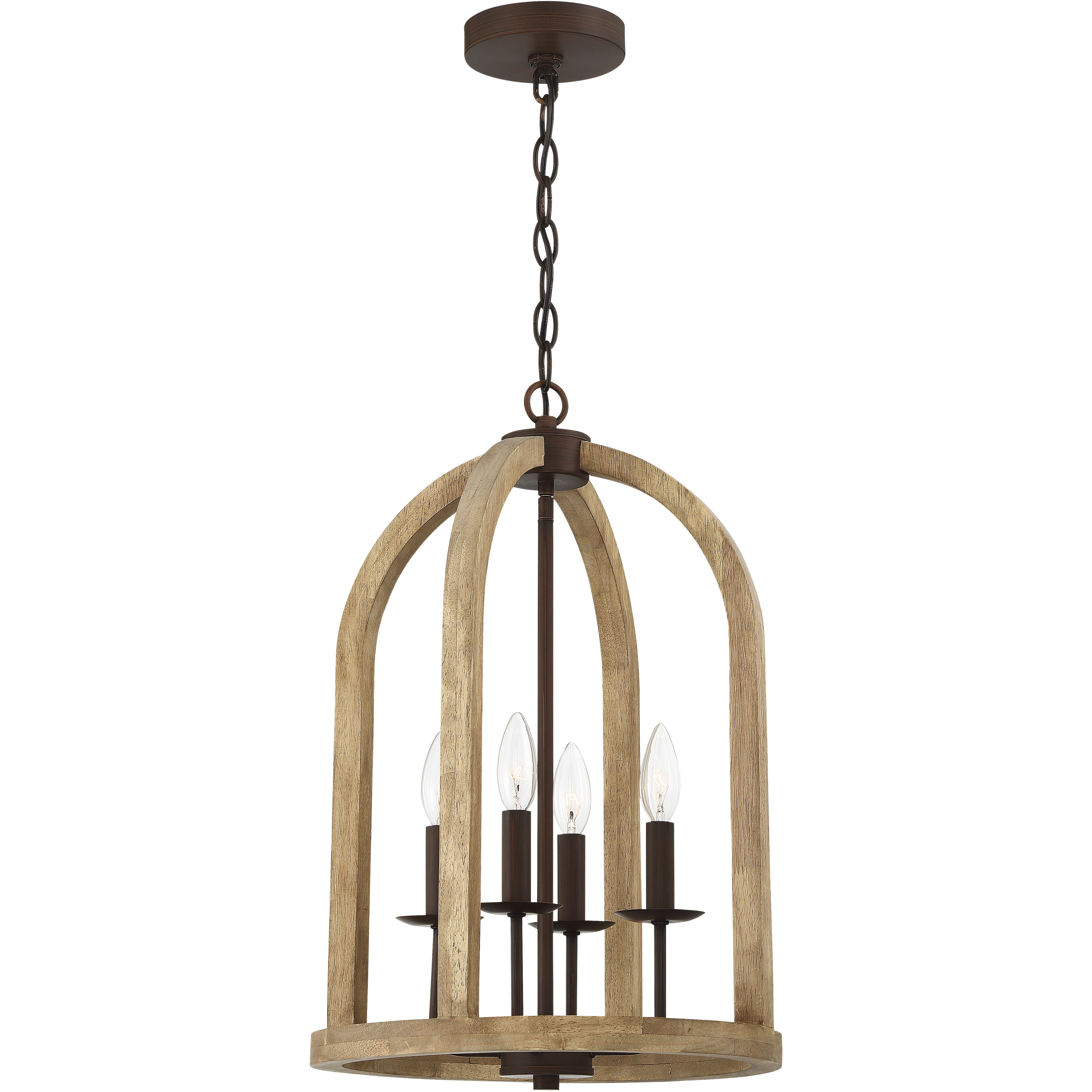 Aberdeen 4 Light 14 inch Natural Wood/Aged Bronze Brushed Foyer Light Ceiling Light