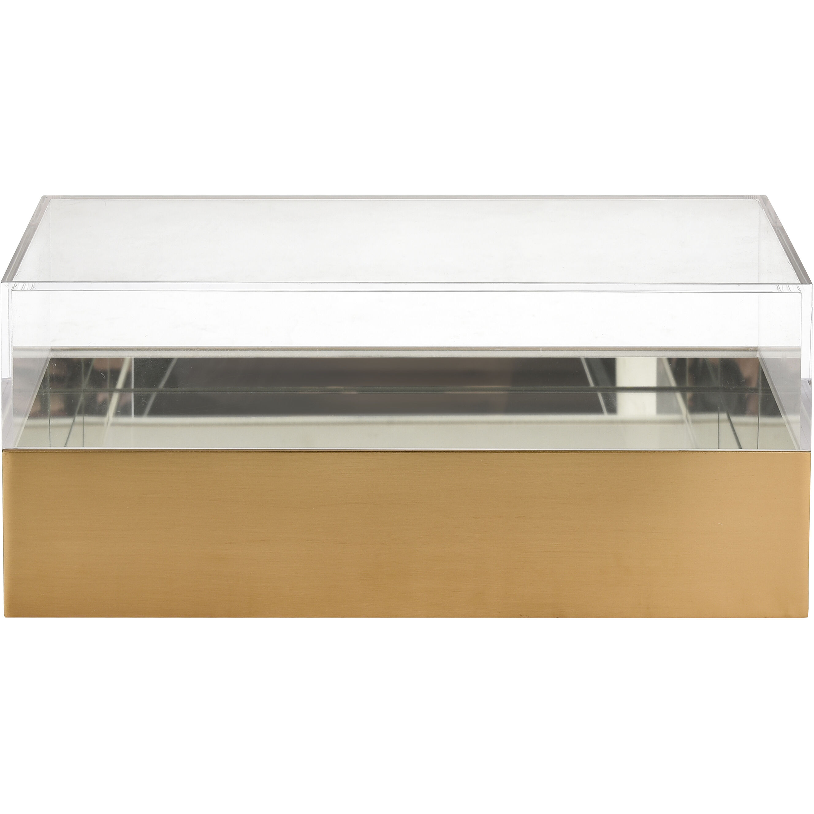Split 14 X 7 inch Brass with Clear and Mirror Decorative Box