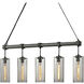 Union Square 5 Light 42.25 inch Graphite Linear Ceiling Light, Smoke Glass