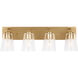 Miles 4 Light 25 inch Satin Brass Vanity Light Wall Light, Extra Large