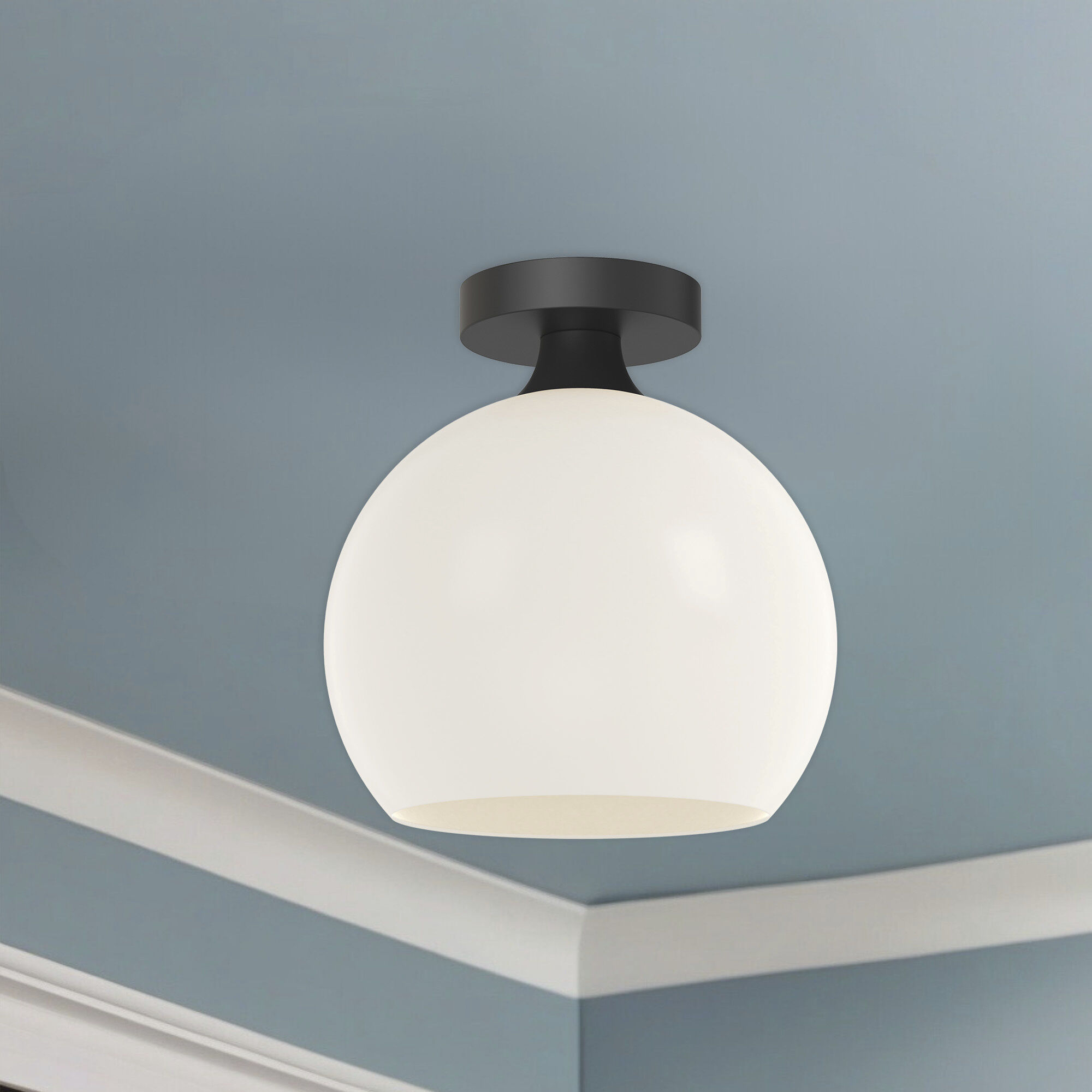 Alora Mood Castilla 1 Light 9.88 inch Matte Black/Opal Matte Glass Flush Mount Ceiling Light in Matte Opal Glass