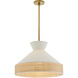 Malena 1 Light 20.5 inch White and Antique Brass Pendant Ceiling Light