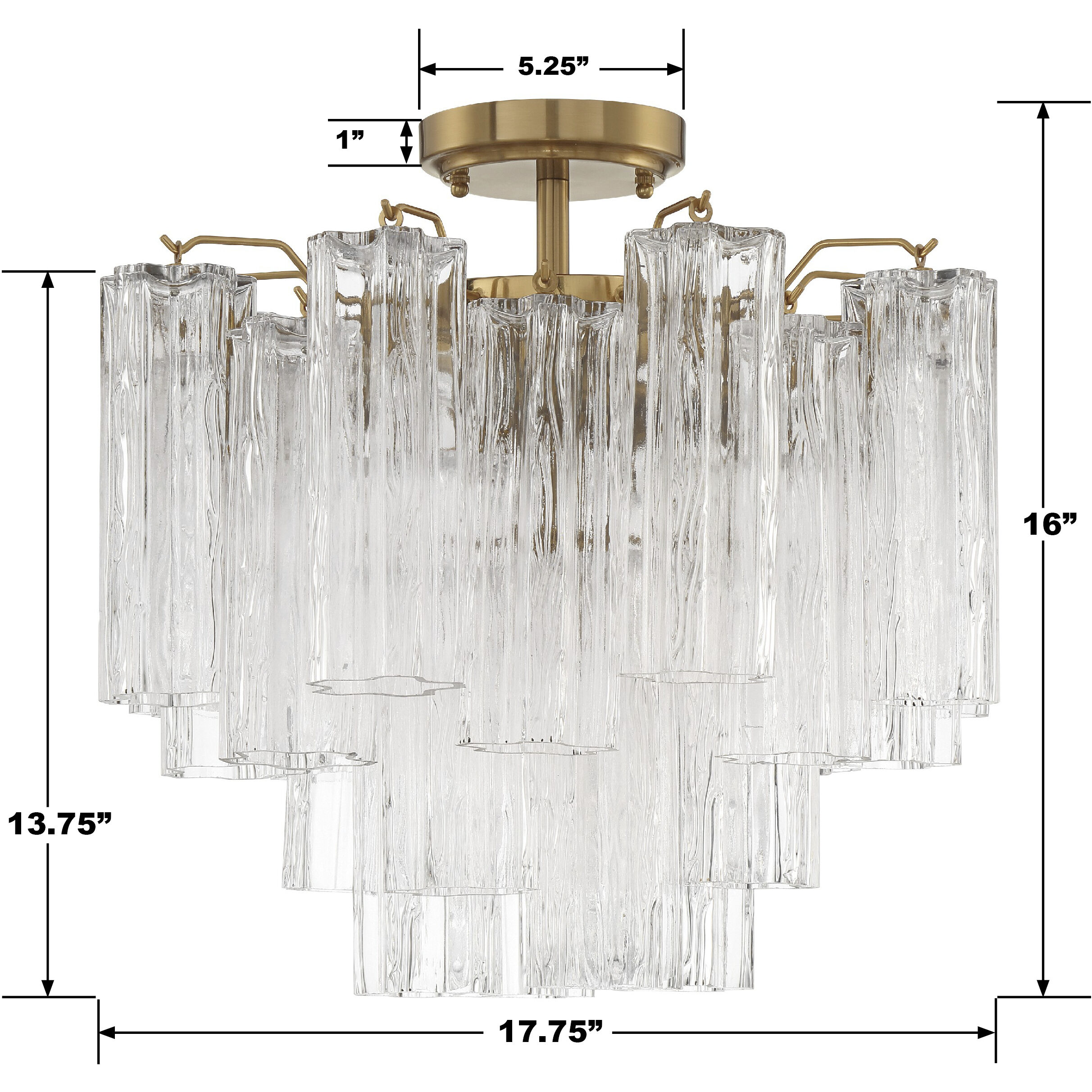 Addis 4 Light 17.75 inch Aged Brass Semi Flush Ceiling Light in Clear