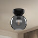 Arcadia 1 Light 6 inch Black/Smoked Semi-Flush Mount Ceiling Light in Smoked Glass