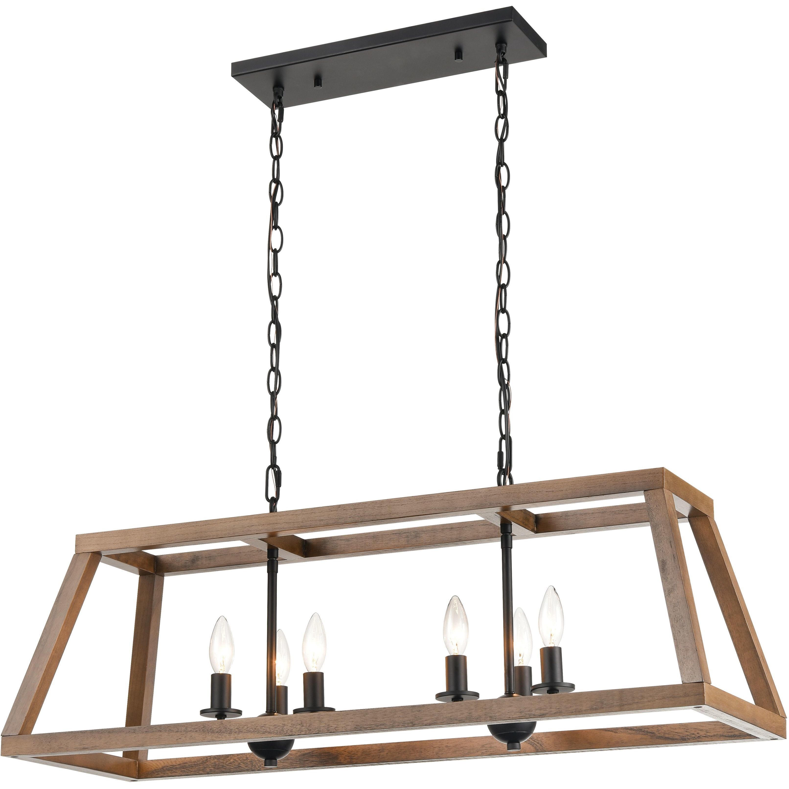 Barrow 6 Light 36 inch Brown with Matte Black Linear Chandelier Ceiling Light