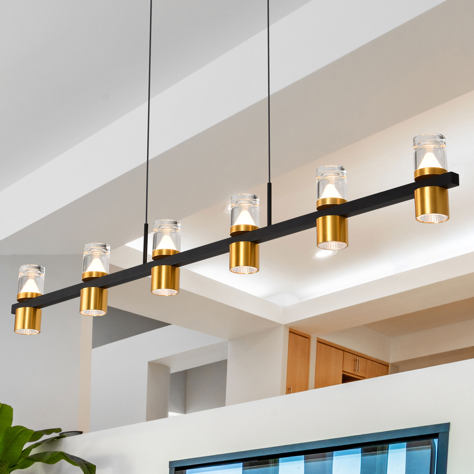 Ellegi Series Linear Chandelier Ceiling Light, Artisan Collection