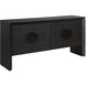 Williams Black and Textured Black Grasscloth 4 Door Cabinet