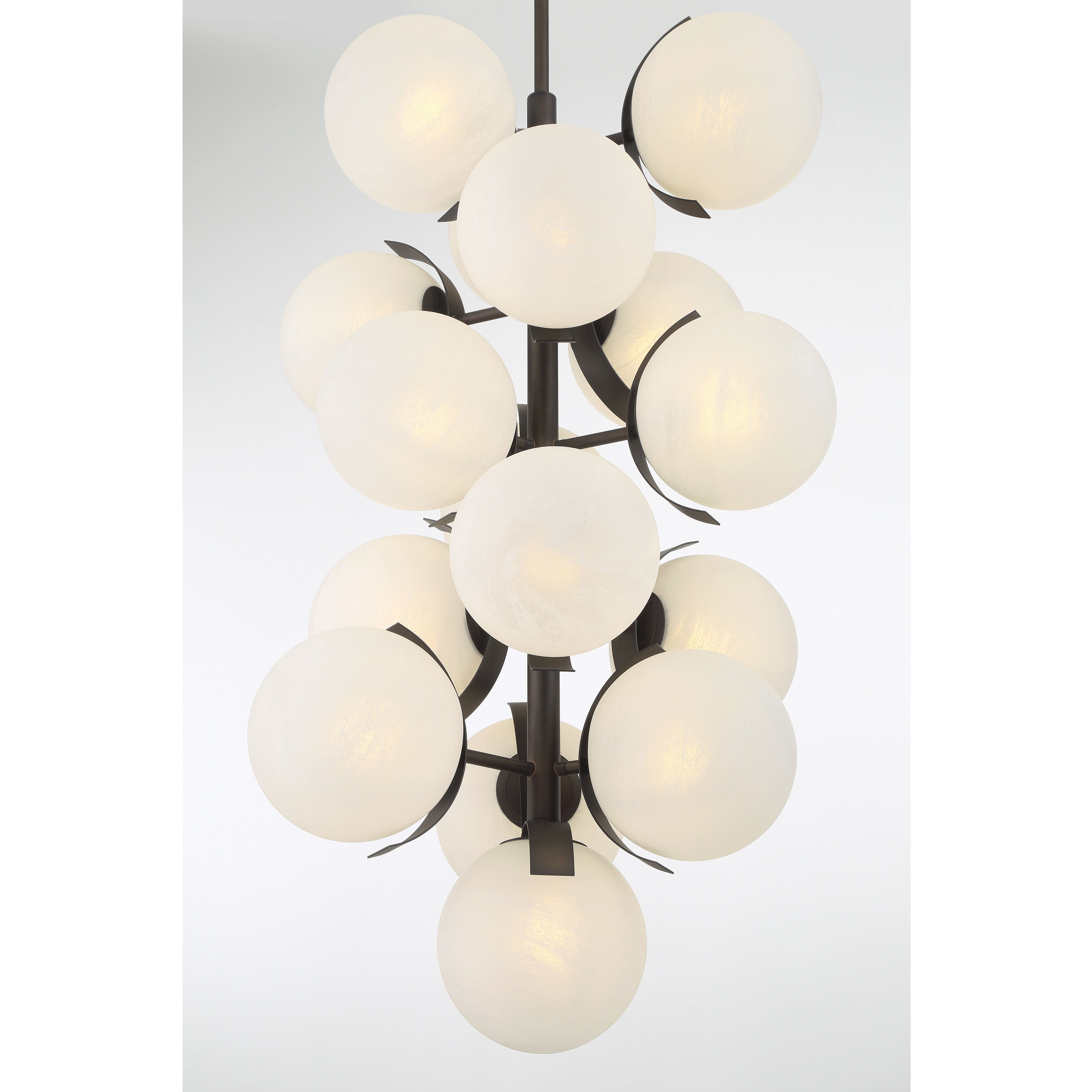 Vino 16 Light 24.75 inch Dark Bronze Pendant Ceiling Light in White Etched Alabaster Glass