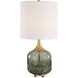 Glenn 20.75 inch 150 watt Smokey Fern Green Translucent Glass and Antique Brass Table Lamp Portable Light