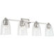 Laurent 4 Light 32 inch Polished Nickel Vanity Light Wall Light