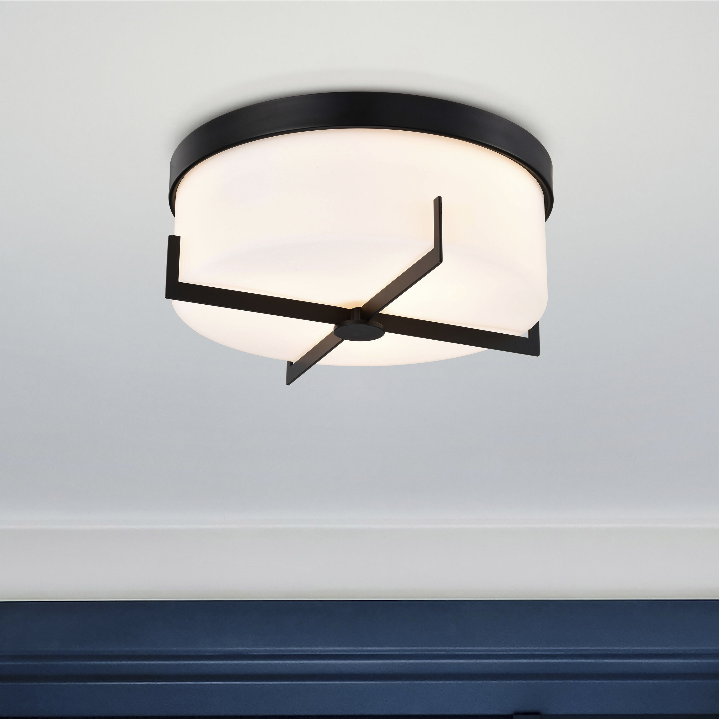 Roselle 14.38 inch Matte Black Flush Mount Ceiling Light