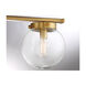 Mid-Century Modern 3 Light 24 inch Natural Brass Bathroom Vanity Light Wall Light