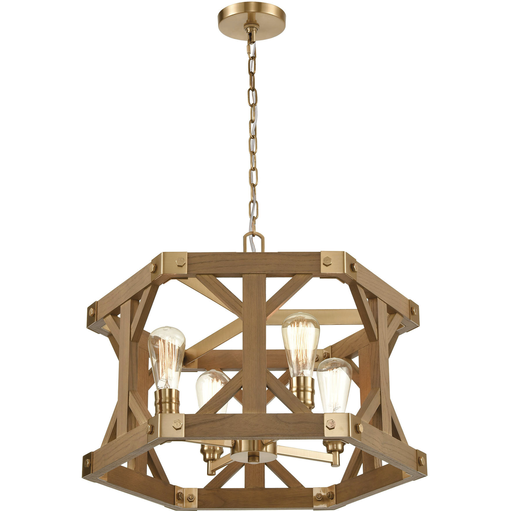 Structure 4 Light 23 inch Oak Chandelier Ceiling Light