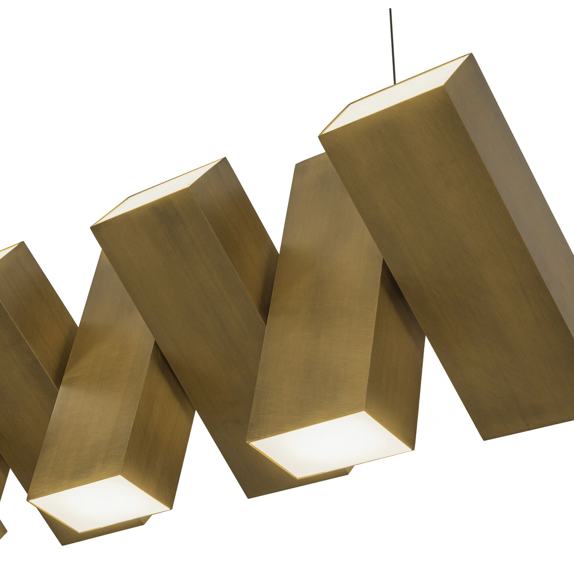 Domino LED 35.5 inch Vintage Brass Linear Pendant Ceiling Light