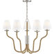 Harwich 5 Light 36 inch Polished Nickel with Natural Chandelier Ceiling Light
