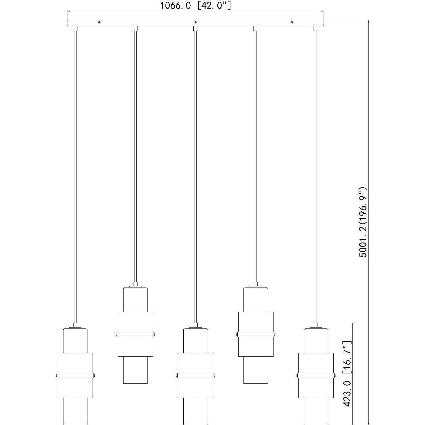 Cayden 5 Light 42 inch Modern Gold Linear Chandelier Ceiling Light
