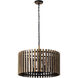 Suratto 6 Light 24 inch Matte Black and Medium Walnut Pendant Ceiling Light