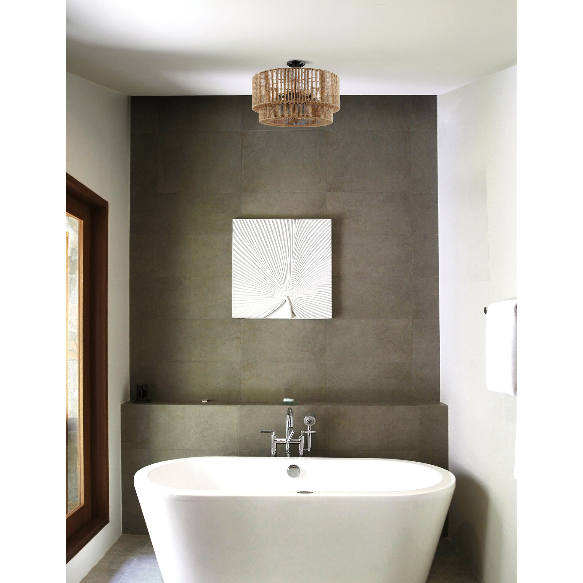 Eco Collection - Milos Family 6 Light 24 inch Matte Black Semi-Flush Ceiling Light in 24" D x 24" W x 14" H, EVOLV