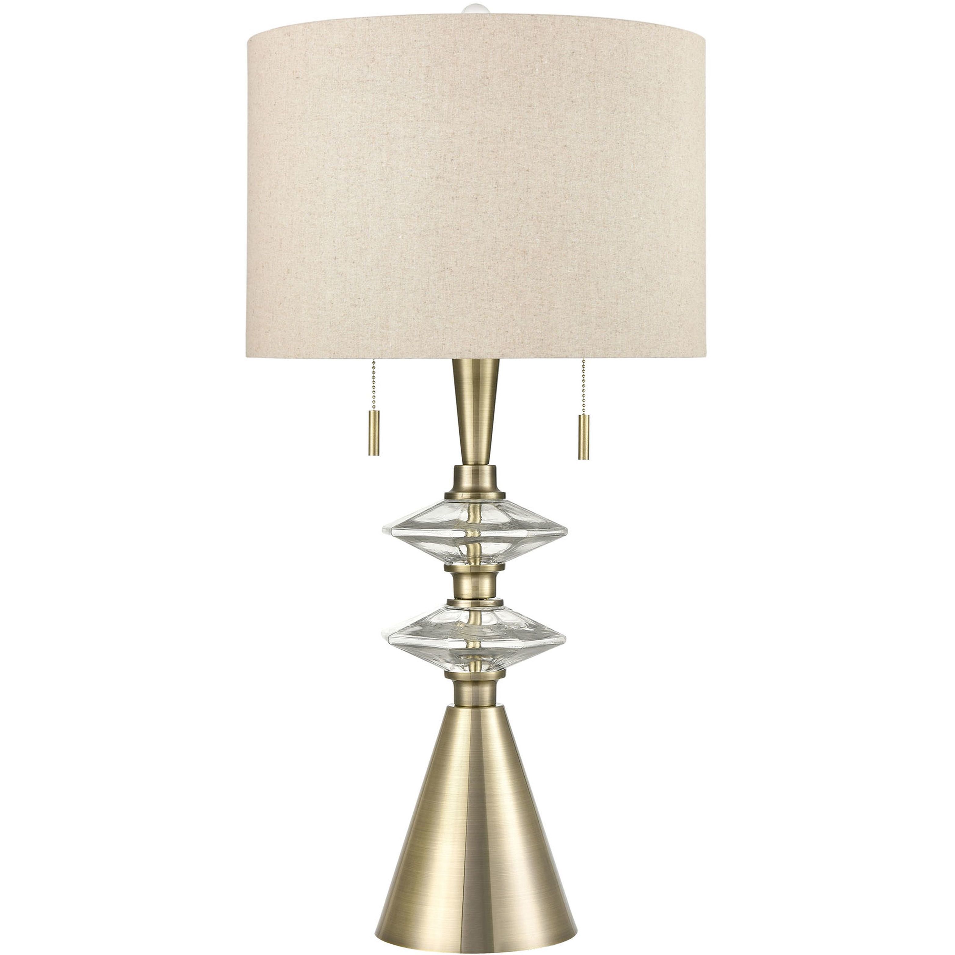 Annetta 33 inch 60 watt Antique Brass with Clear Table Lamp Portable Light, Set of 2