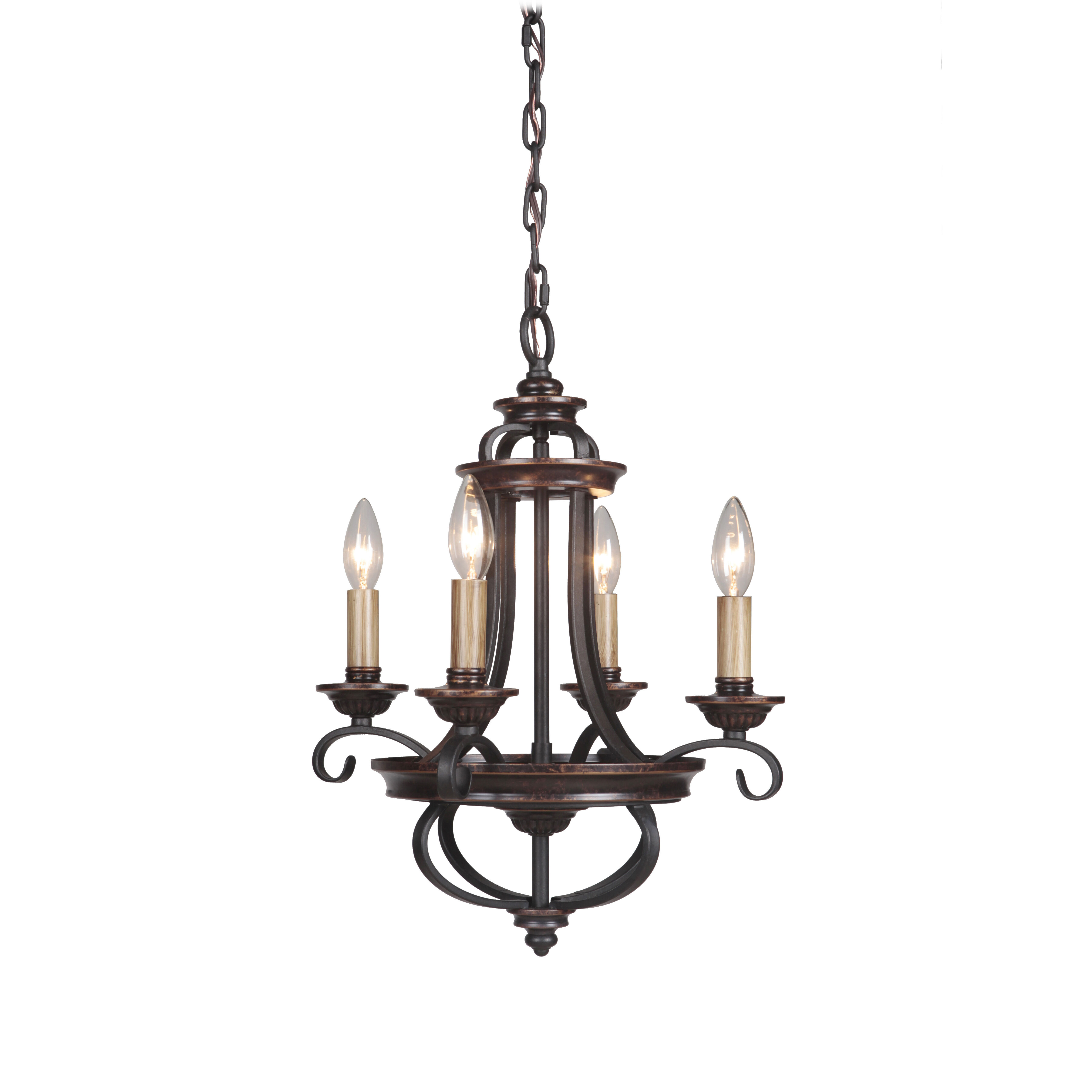 Stafford 4 Light 15 inch Aged Bronze/Textured Black Chandelier Ceiling Light