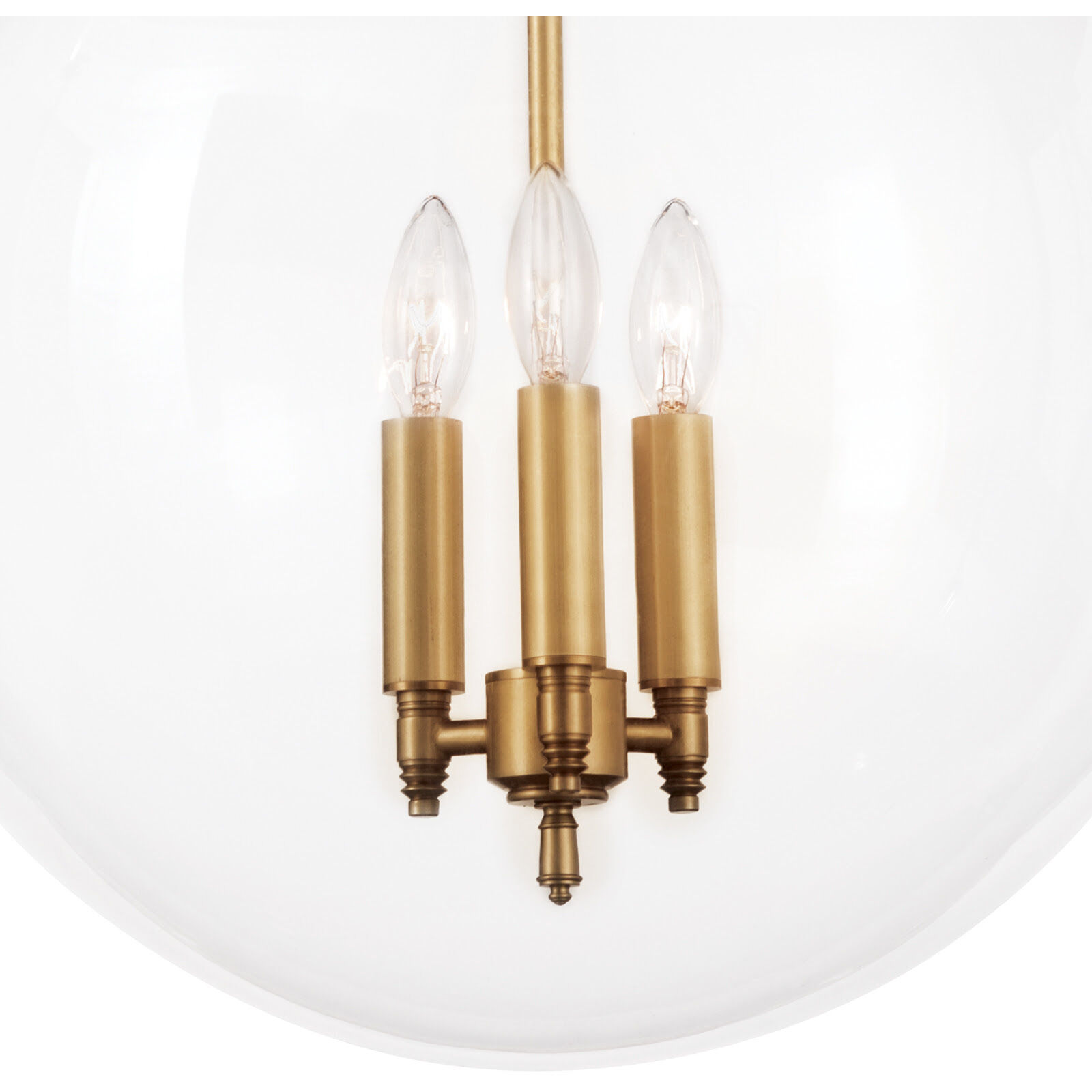 Globe 3 Light 15 inch Natural Brass Pendant Ceiling Light