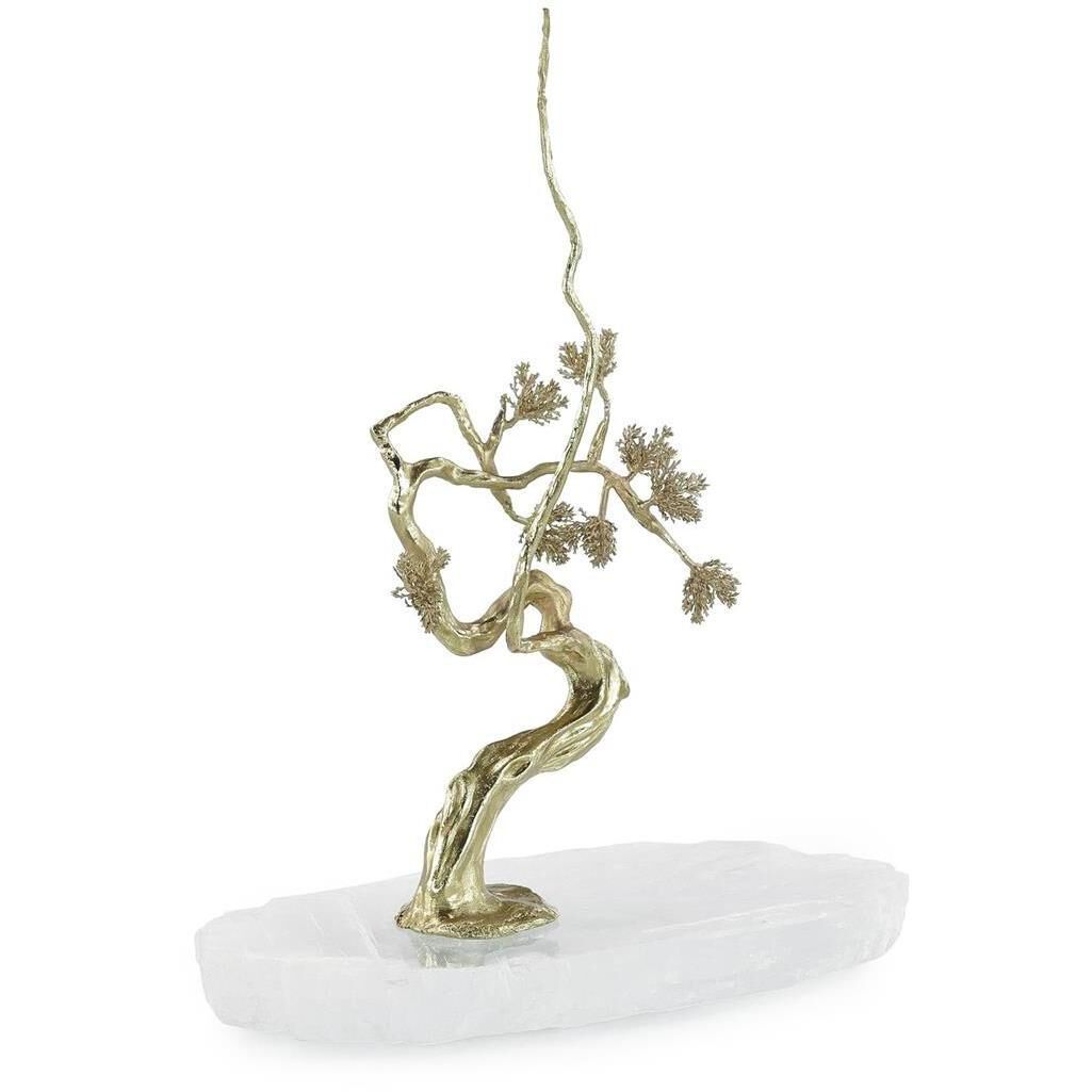 Winding Brass Tree 19.75 X 17.75 inch Sculpture, on Selenite, I