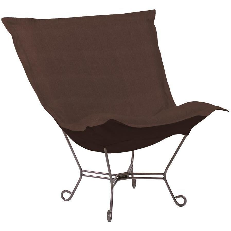 Puff Titanium Frame with Sterling Chocolate Scroll Chair with Cover