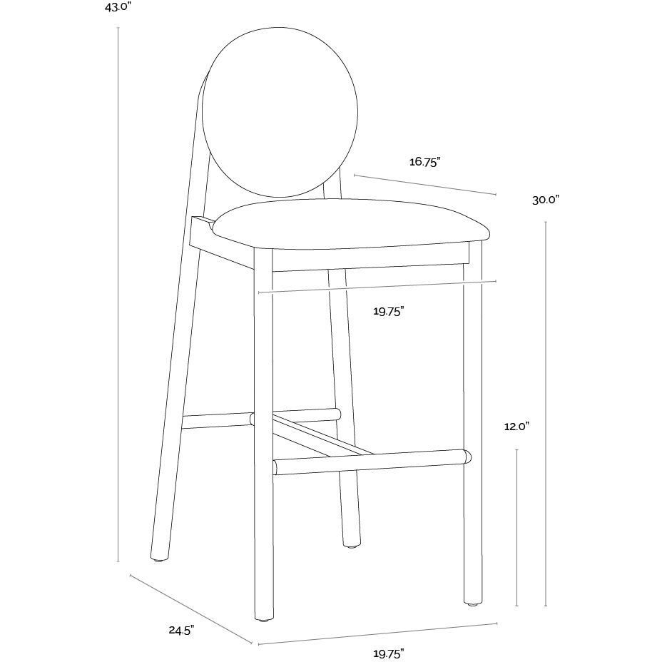 Orabell 43 inch Opera Spice Barstool