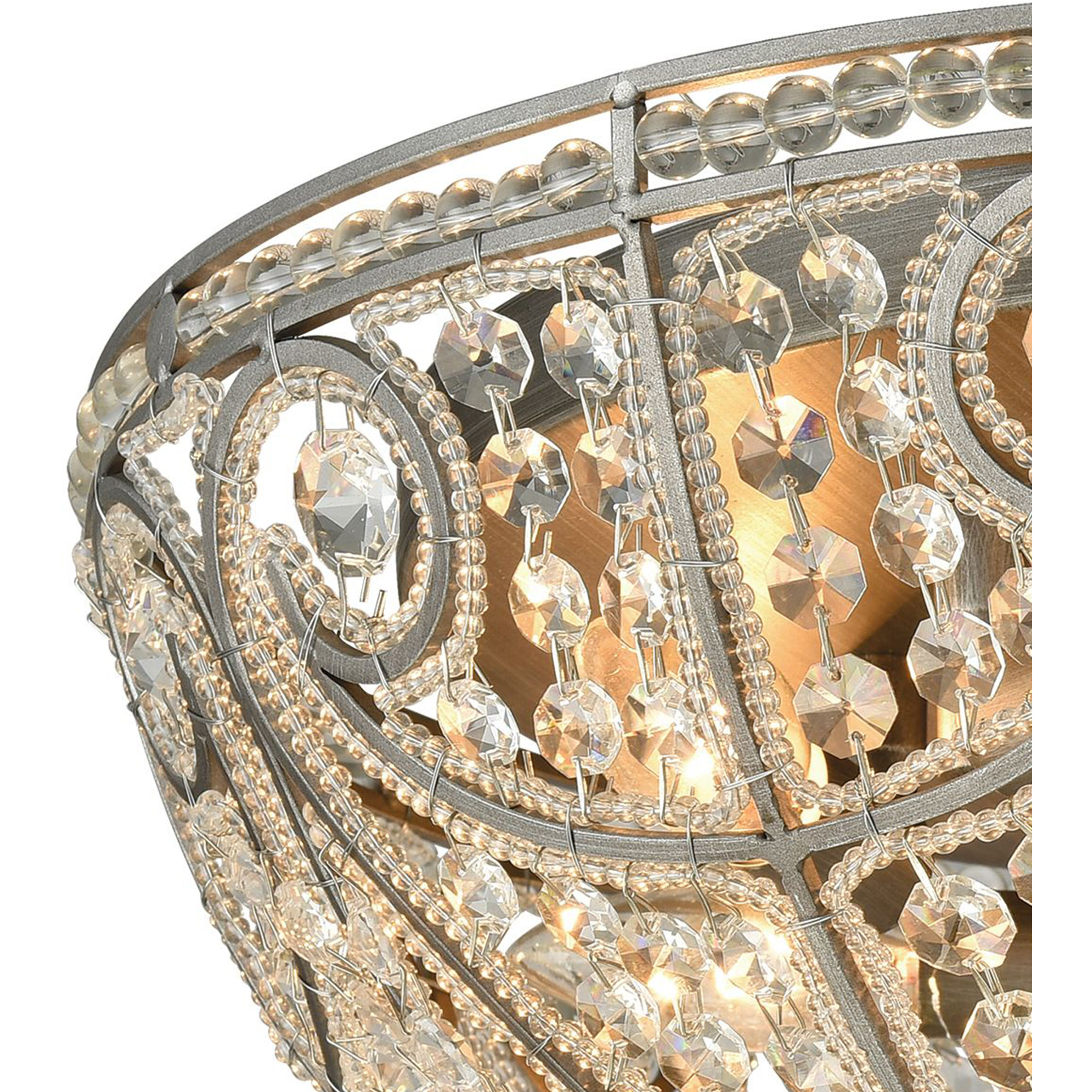 Elizabethan 6 Light 17 inch Weathered Zinc Flush Mount Ceiling Light