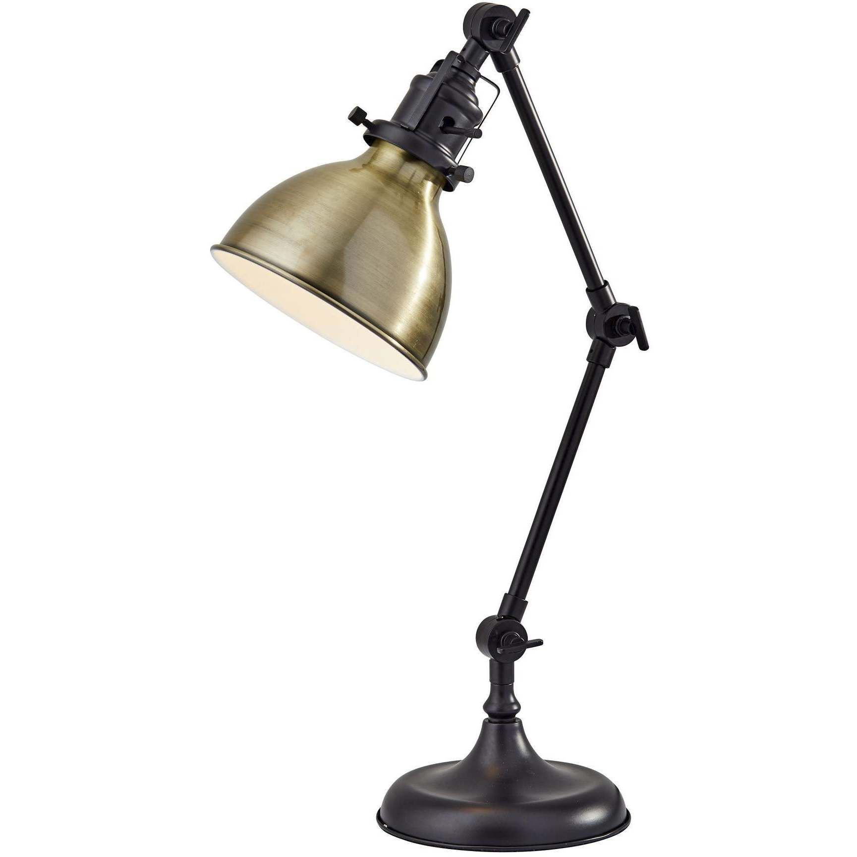 Alden 18.5 inch 40 watt Antique Bronze with Brass Accents Desk Lamp Portable Light, Simplee Adesso