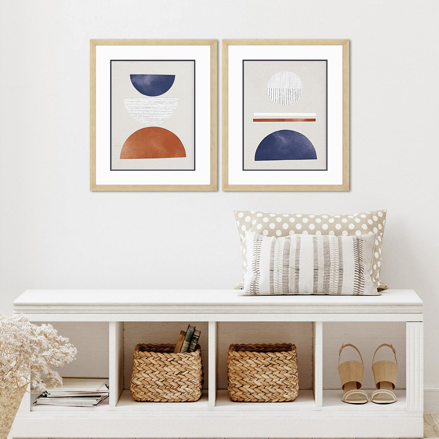Helgo Kalvo Oland Sanna Blue and Orange and Black and White Framed Art, Propac