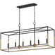 SoHo 6 Light 42 inch Black and Weathered Brass Linear Pendant Ceiling Light