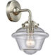Nouveau Small Oxford 1 Light 8 inch Brushed Satin Nickel Sconce Wall Light in Seedy Glass, Nouveau