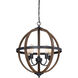 Farmhouse 5 Light 22 inch Wood with Black Chandelier Ceiling Light