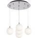 Bolla Multi Pendant Ceiling Light in Chrome, Opal Glass