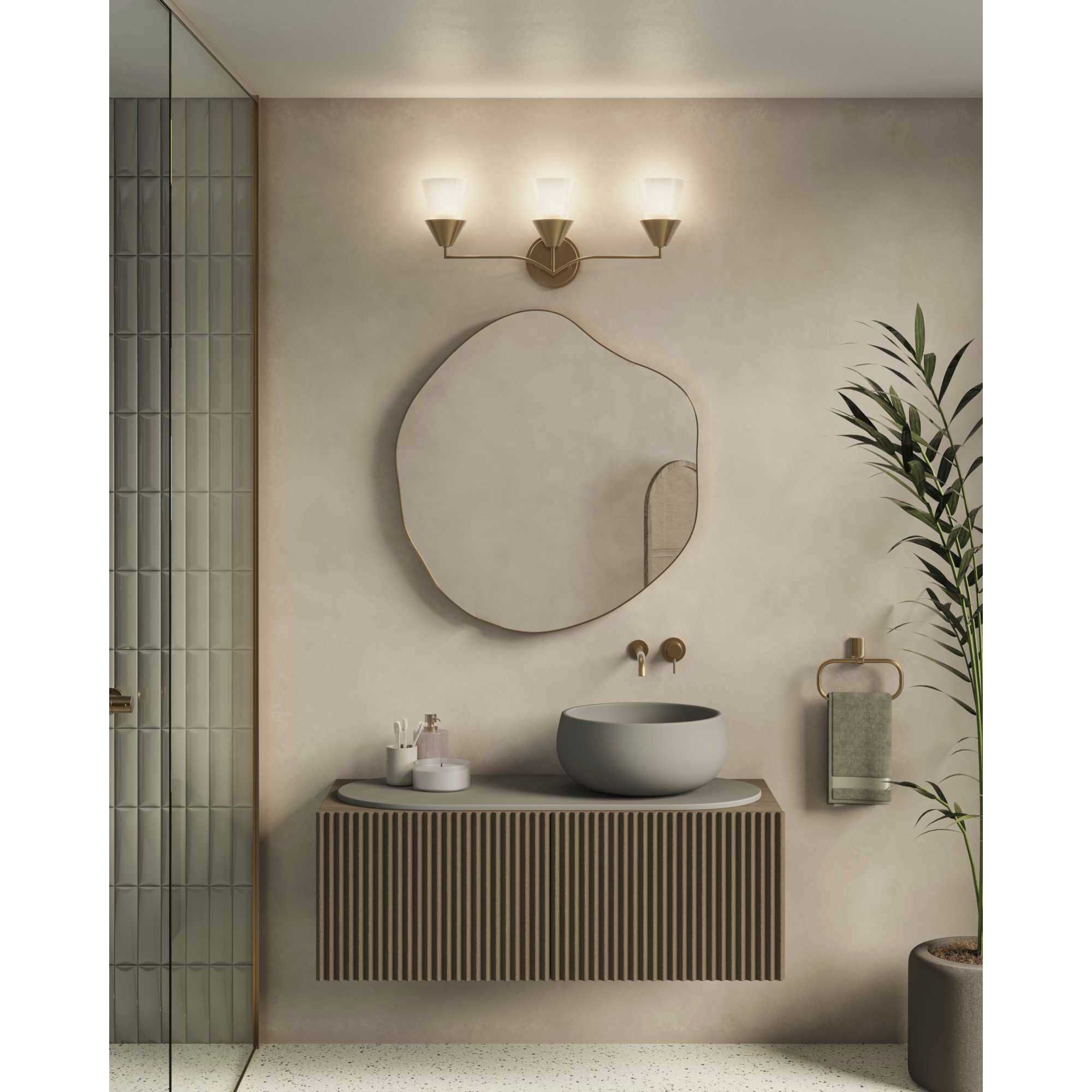 Pinellas 3 Light 24 inch Soft Gold Vanity Light Wall Light, Design Series