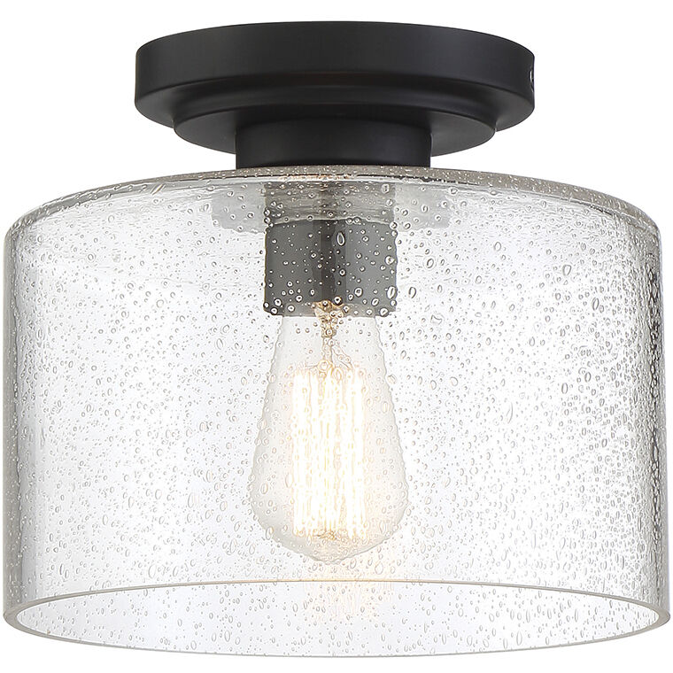 Logan 1 Light 10 inch Matte Black Semi-Flush Ceiling Light