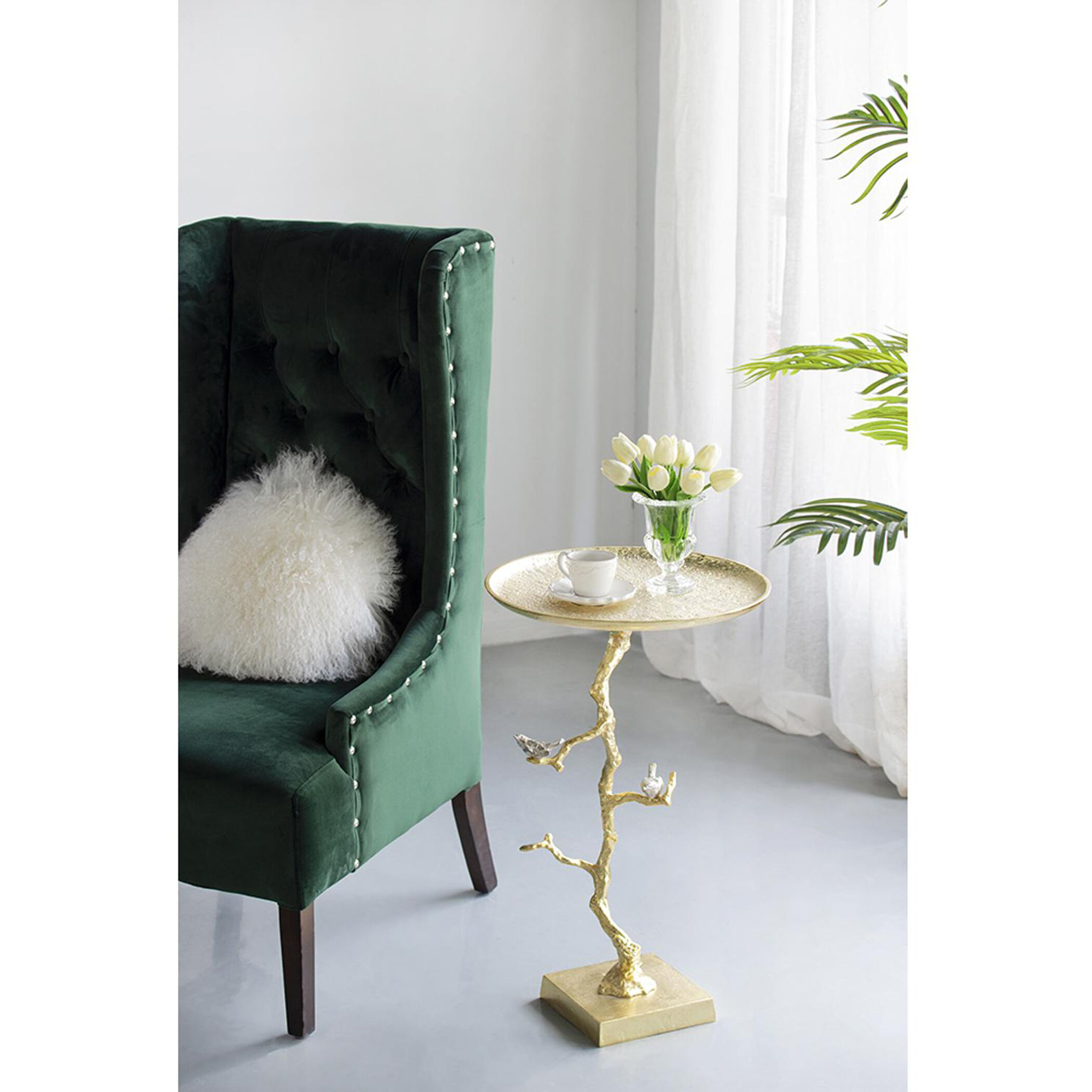 Welling Demilune Table in White/Gold
