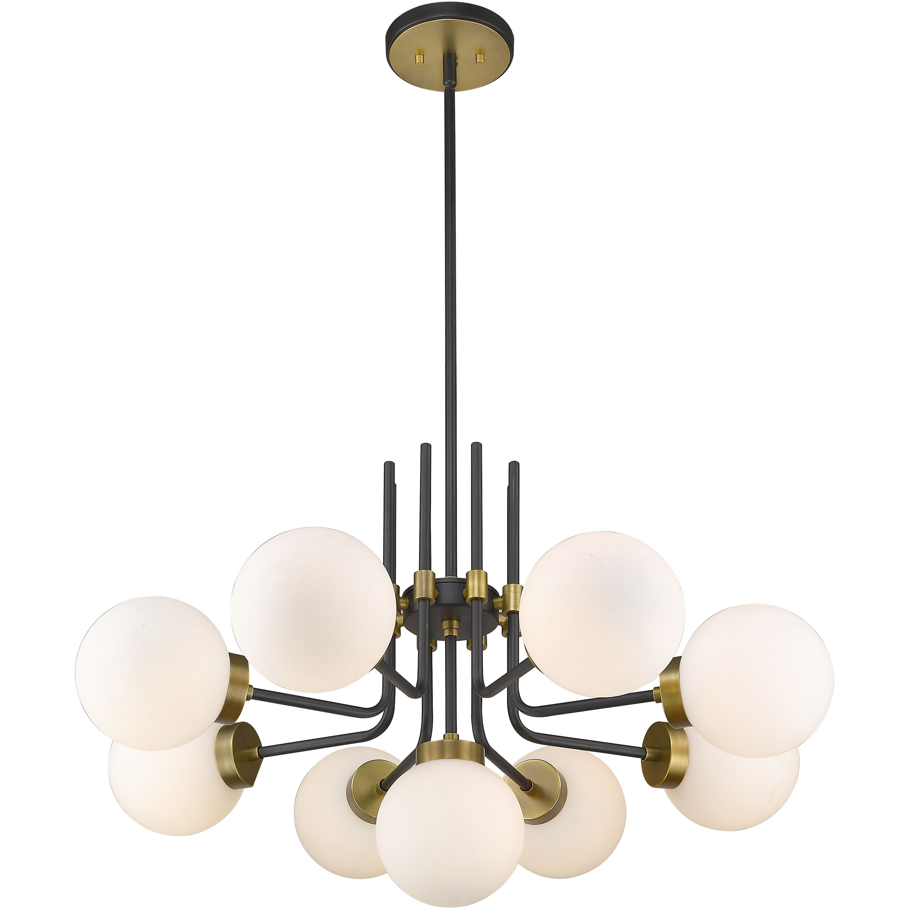 Parsons 9 Light 32 inch Matte Black and Olde Brass Chandelier Ceiling Light