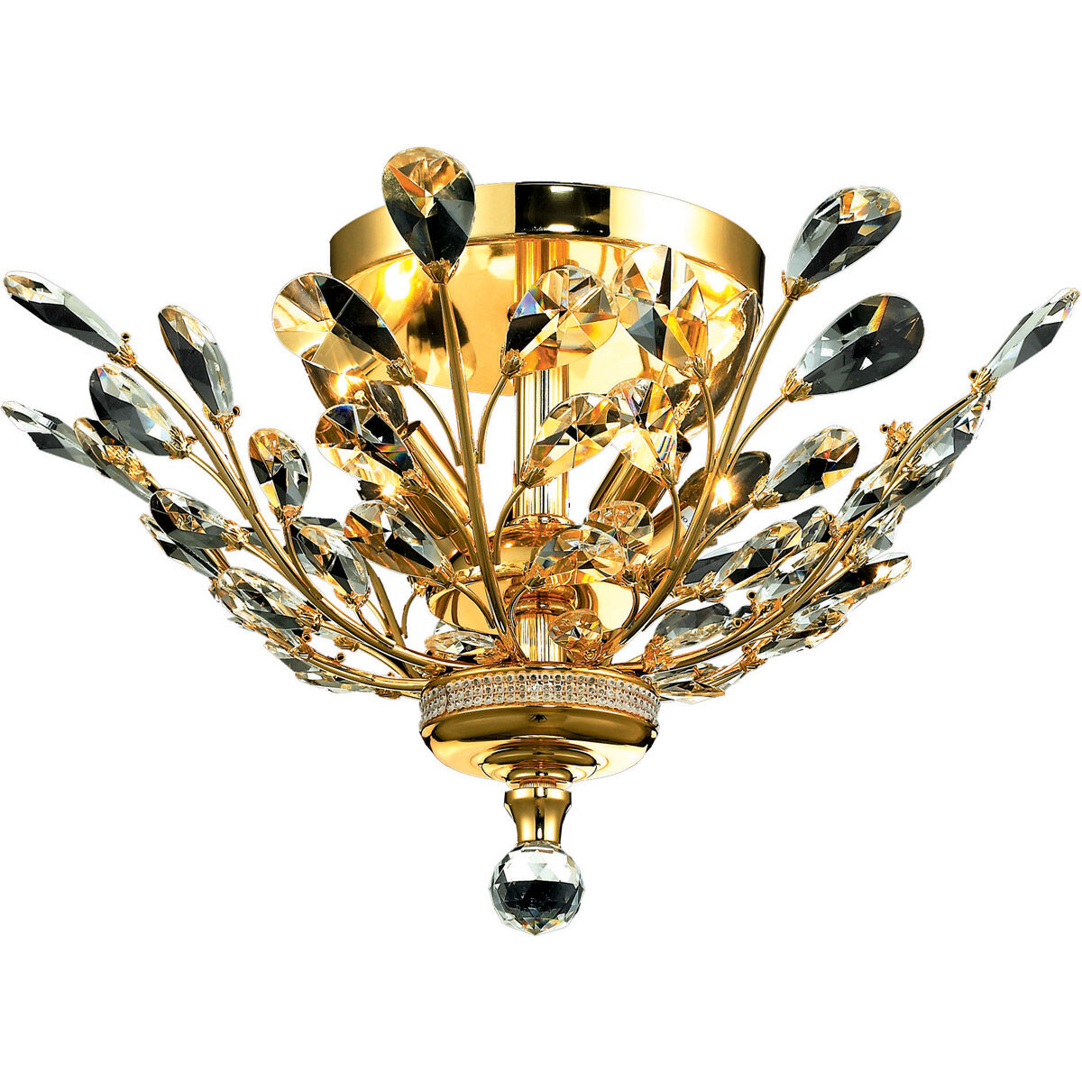 Orchid 4 Light 20 inch Gold Flush Mount Ceiling Light in Royal Cut