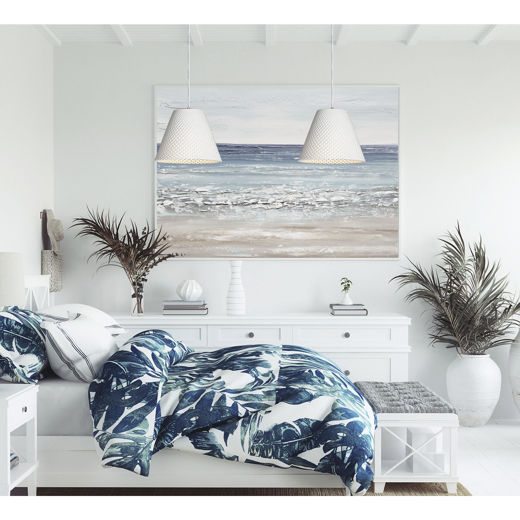 Woven 1 Light 15 inch White Single Pendant Ceiling Light in Gypsum