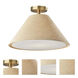 Hadley 18 inch Light Brown Textured Fabric and Antique Brass Flush Mount Ceiling Light