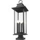 Tiberius 6 Light 36.5 inch Black Outdoor Pier Mounted Fixture in Clear Seedy Glass