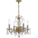 Traditional Crystal 4 Light 15 inch Polished Brass Mini Chandelier Ceiling Light in Clear Italian