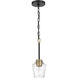 Avante Grand 1 Light 5 inch Flat Black and Satin Brass Mini Pendant Ceiling Light