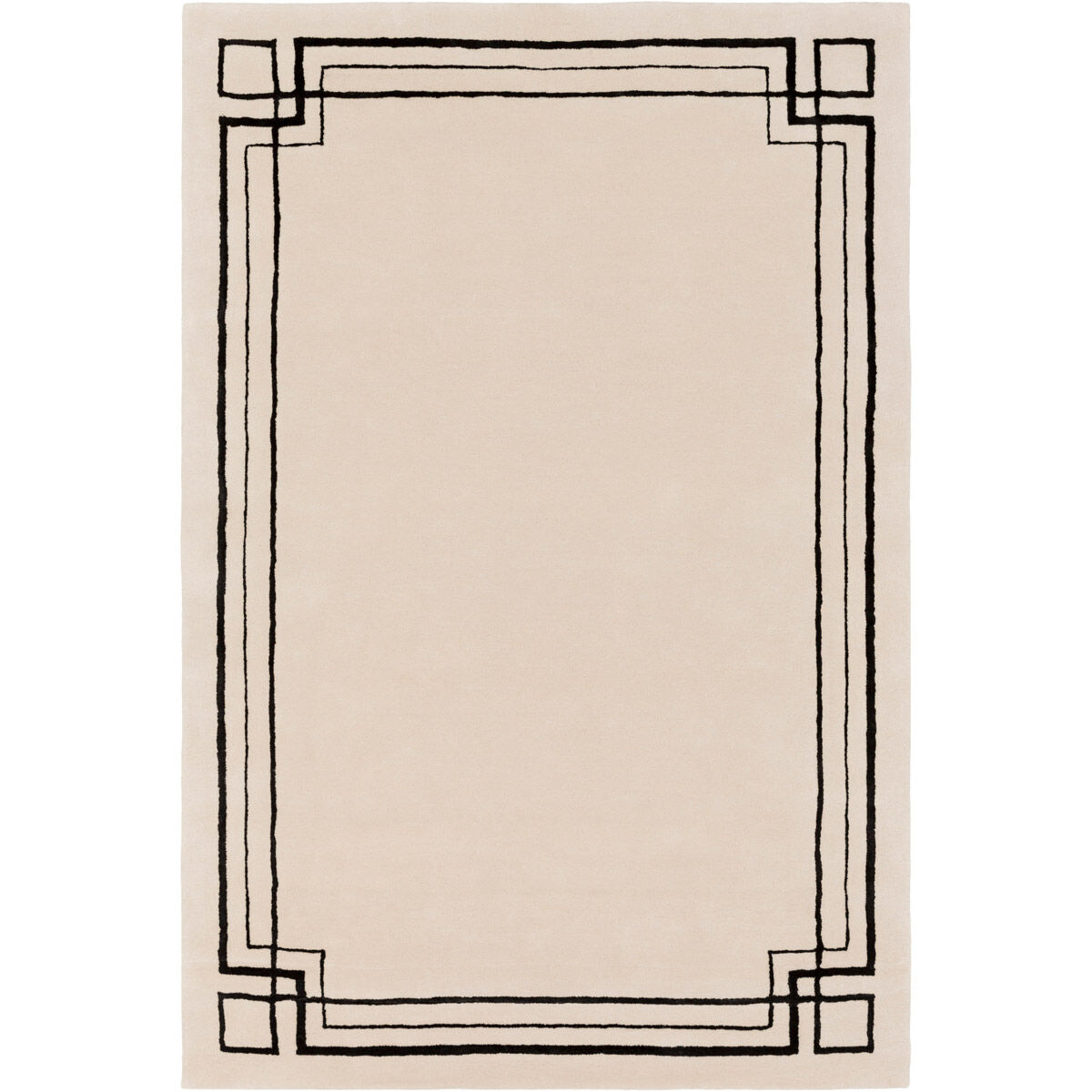 Intermezzo 36 X 24 inch Neutral and Black Area Rug, Wool and Tencel