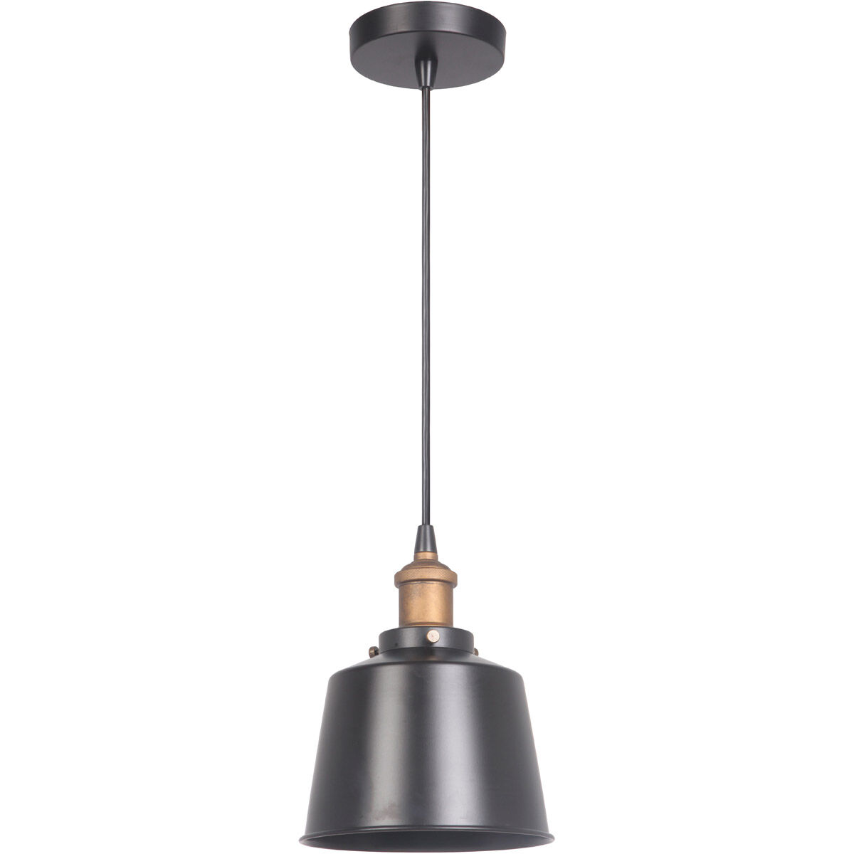 Bejamin 1 Light 7 inch Matte Black/Patina Aged Brass Mini Pendant Ceiling Light in Matte Black and Patina Aged Brass