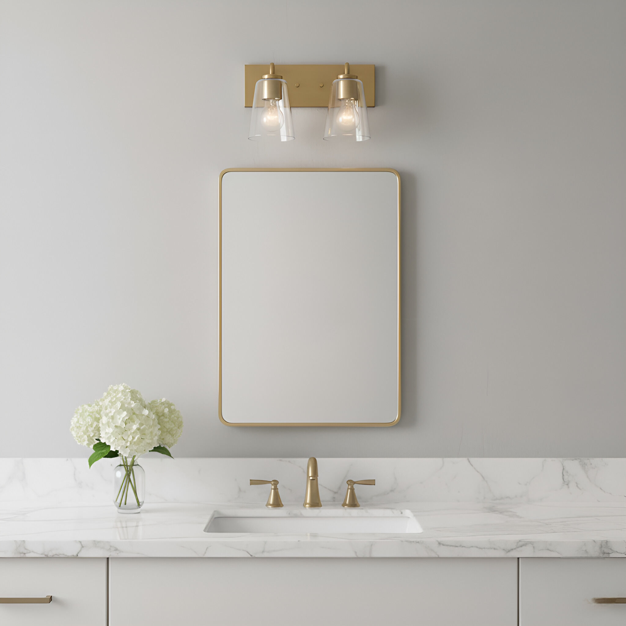Miles 2 Light 12 inch Satin Brass Vanity Light Wall Light, Medium